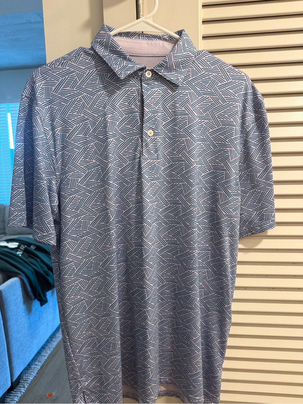 Southern Tide Light Blue Geometric Print Polo